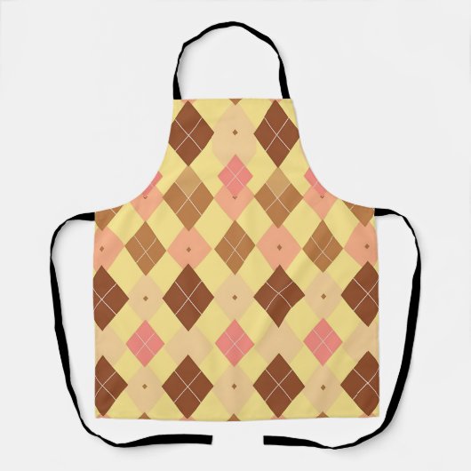 Tablier Motif Argyle Rose Brun Chaud (Recto)