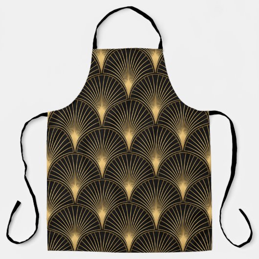Tablier Motif Art déco. Simples grappes noir et or (Recto)
