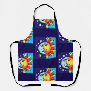 Tablier Motif artistique céleste Soleil Lune années 90
