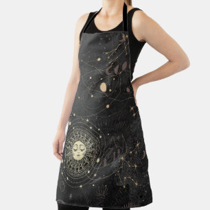 Tablier Motif Astrologique Black Gold