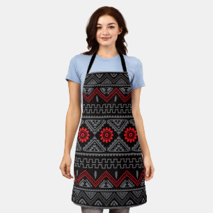 Tablier Motif autochtone du sud-ouest Noir et rouge