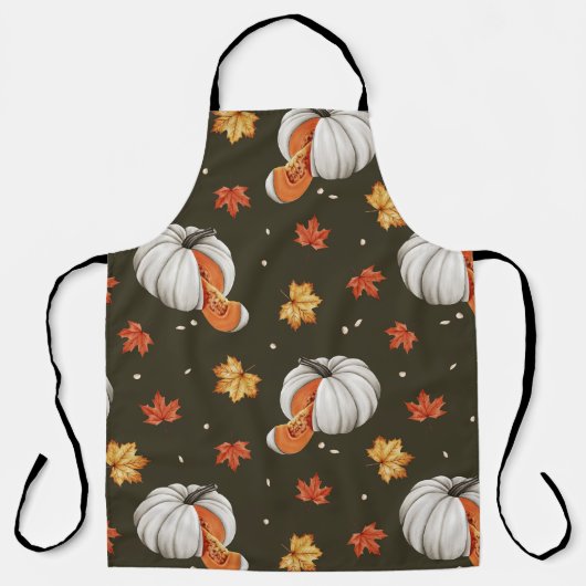 Tablier motif avec citrouille blanc (Recto)