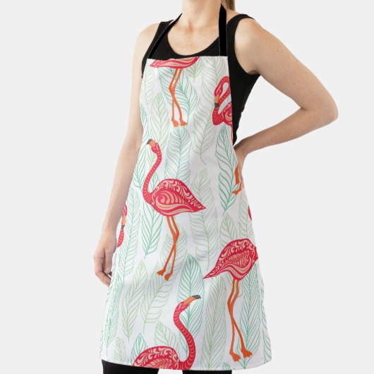 Tablier Motif avec des ornements flamands roses sur un fon (Insitu)