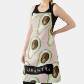 Tablier Motif Avocado Rose Et Vert Moderne Avec Nom (Insitu)