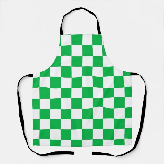 Tablier Motif blanc À damiers blanc vert (Recto)