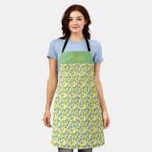 Tablier Motif blanc citron jaune rustique (Porté)