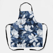 Tablier Motif blanc Magnolia à minuit, jardinage (Recto)