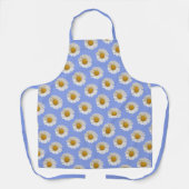 Tablier Motif blanc marguerite sur bleu clair (Recto)