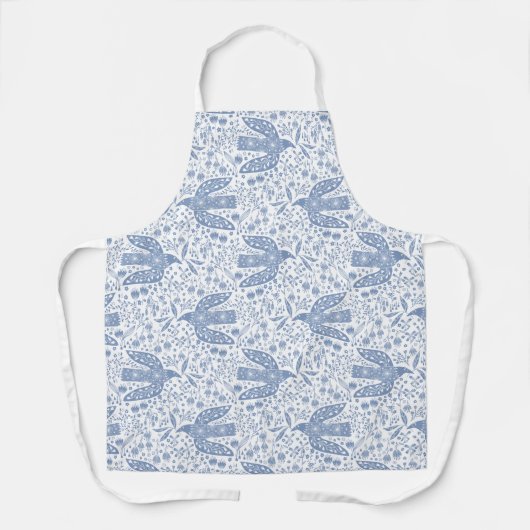 Tablier Motif bleu Dove Bird (Recto)