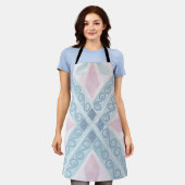 Tablier motif bleu en forme de diamant (Porté)
