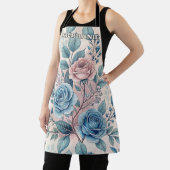 Tablier Motif bleu et rose sur blanc doux (Insitu)