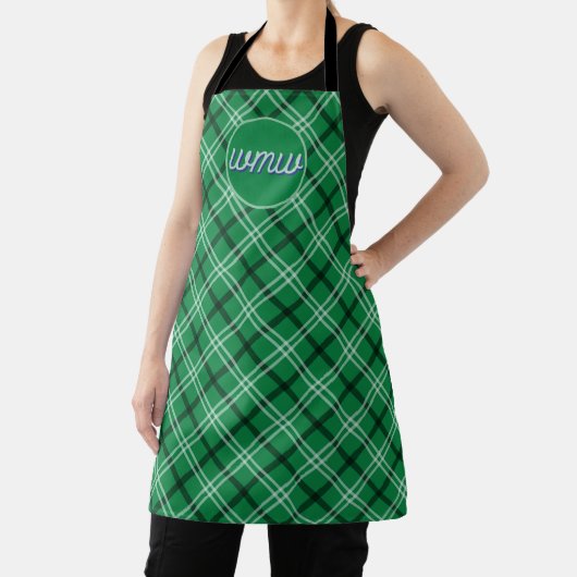 Tablier Motif bleu vert plaid Monogram Apron (Insitu)