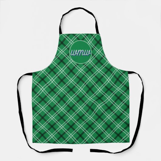 Tablier Motif bleu vert plaid Monogram Apron (Recto)