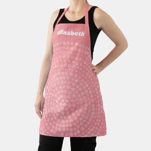 Tablier Motif Boho Dot moderne avec nom de script (Insitu)