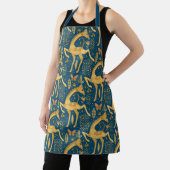 Tablier Motif Boho Giraffe Bleu et Or (Insitu)
