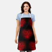 Tablier Motif boho romantique du coeur de Mandala rouge co (Porté)