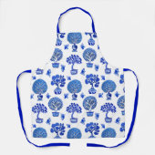 Tablier Motif Bonsai Trees en Bleu et Blanc Cobalt (Recto)