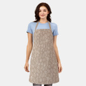 Tablier Motif Botanique Beige Chaud - Apron (Porté)