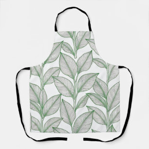 Tablier Motif botanique de feuille de laurier vert