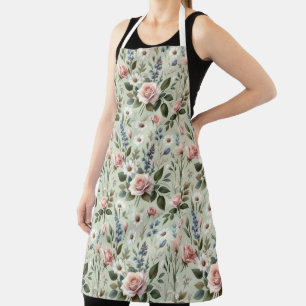 Tablier Motif botanique floral pastel vintage