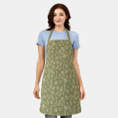 Tablier Motif botanique Olive Green - Apron (Porté)