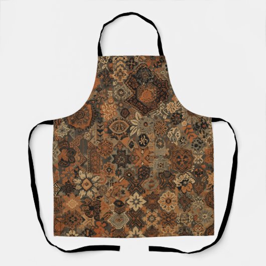 Tablier Motif botanique terracotta sage boho foncé  (Recto)