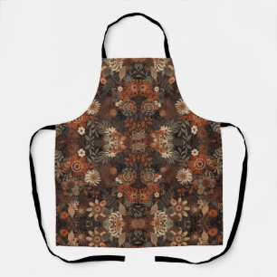 Tablier Motif botanique terracotta sage boho foncé
