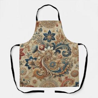 Tablier Motif brocart floral vintage orné 2