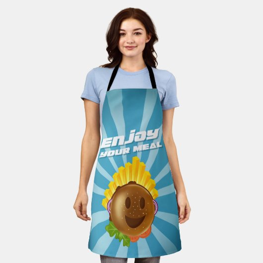 Tablier motif burger Enjoy your meal (Porté)
