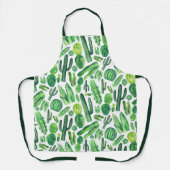 Tablier Motif cactus vert aquarelle. Succulents mignons (Recto)