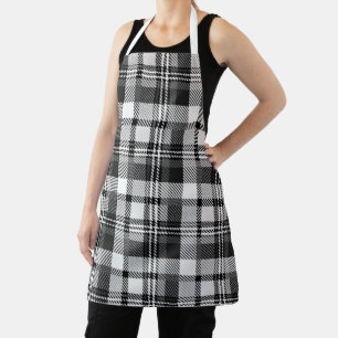 Tablier Motif carreaux Madras gris noir blanc