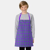 Tablier Motif carreaux vert et violet (Porté)