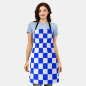 Tablier Motif chèque À damiers blanc bleu (Porté)