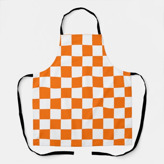 Tablier Motif chèque À damiers blanc orange (Recto)