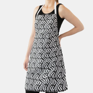 Tablier Motif Chevron tiré à la main noire