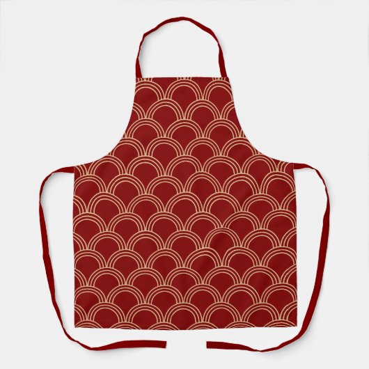 Tablier Motif chinois traditionnel rouge et or (Recto)