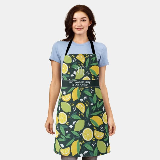 Tablier Motif citron vert noir Monogram (Porté)
