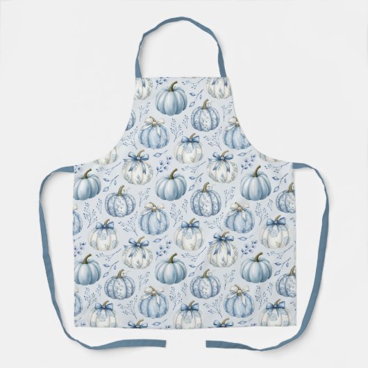 Tablier Motif Citrouille bleu clair - Apron (Recto)