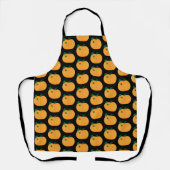 Tablier Motif Citrouilles d'Automne Noir (Recto)