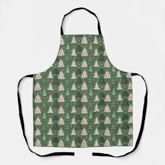 Tablier Motif Classique d'Arbre de Noël Vert pour les Fête