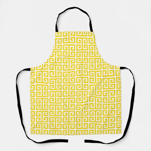 Tablier Motif clé grec jaune doré (Recto)