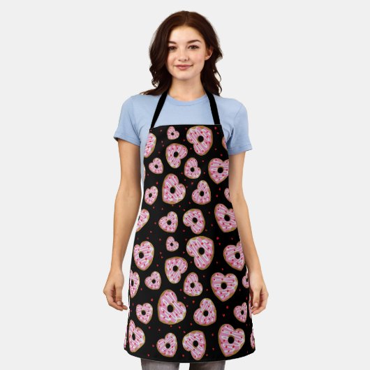 Tablier Motif Coeur rose mignon (Porté)