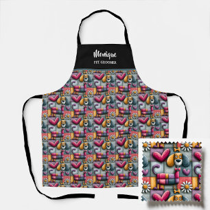 Tablier Motif coloré de chien en patchwork Toiletteur pour