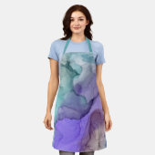 Tablier Motif d'alcool Turquoise Abstrait et violet (Porté)