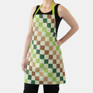 Tablier Motif damier diagonal arc-en-ciel terreux