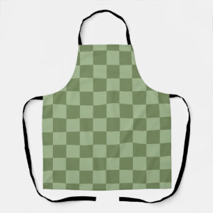 Tablier Motif damier vert sauge minimaliste