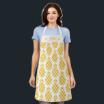 Tablier Motif d'ananas géométrique jaune Personnalisé<br><div class="desc">Motif d'ananas jaune,  tablier à gros caractères avec personnalisation optionnelle. Choisissez personnaliser pour supprimer nom et bande blanche si vous préférez le design seulement.</div>