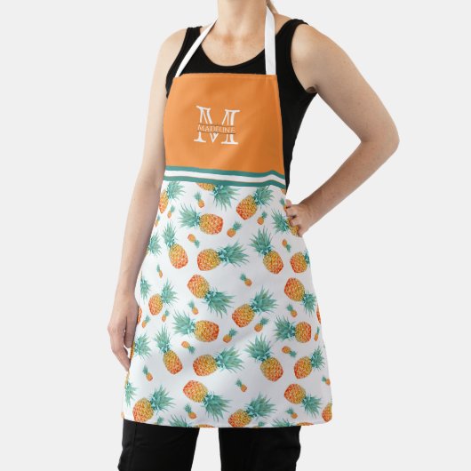 Tablier Motif d'ananas tropical| Monogrammes (Insitu)