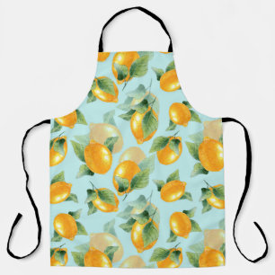 Tablier Motif d'aquarelle avec citrons et feuilles. Seamel
