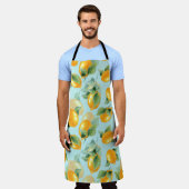 Tablier Motif d'aquarelle avec citrons et feuilles. Seamel (Porté)